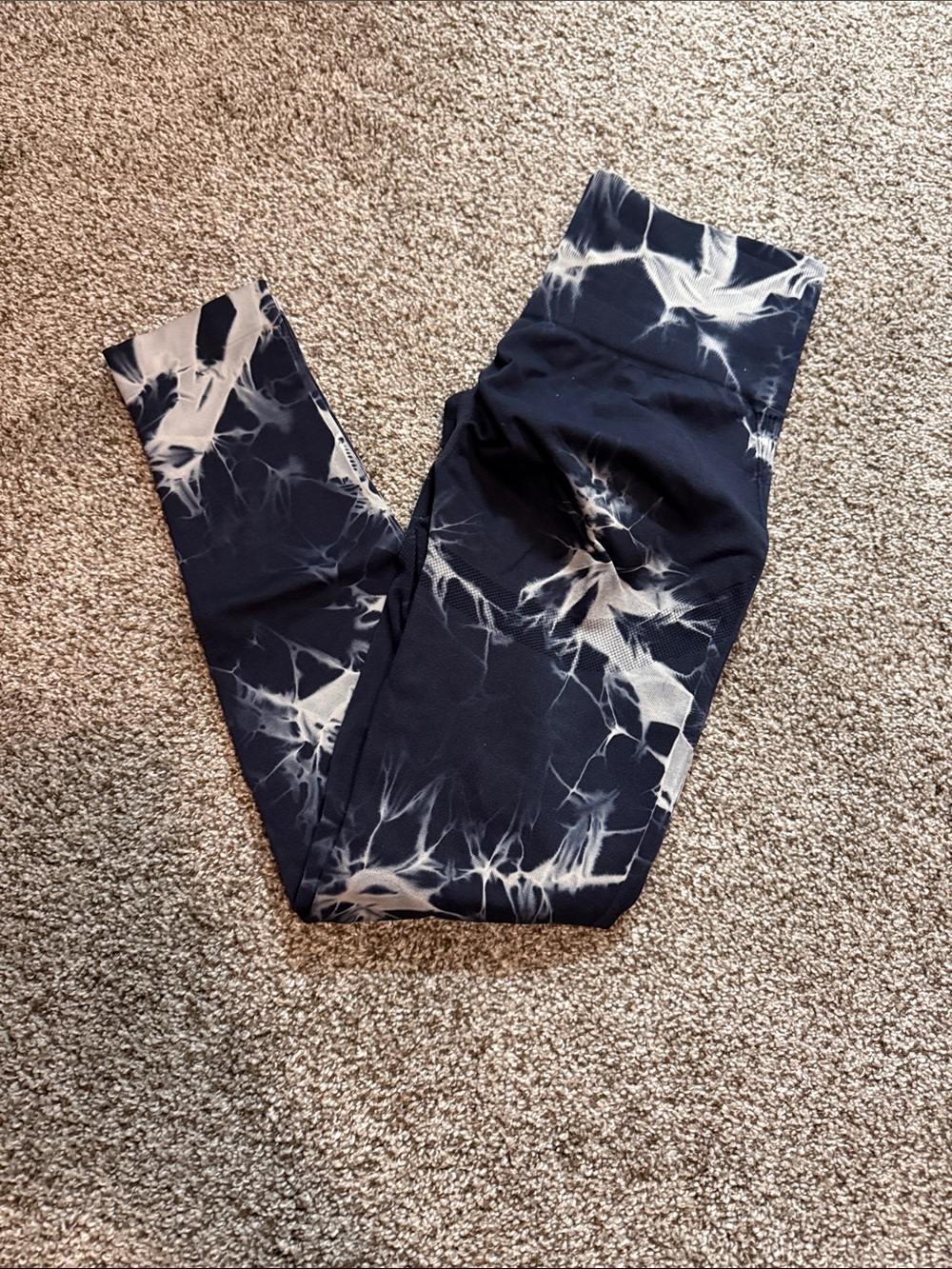 Tie-Dye High-Waist Leggings - Black & Cream